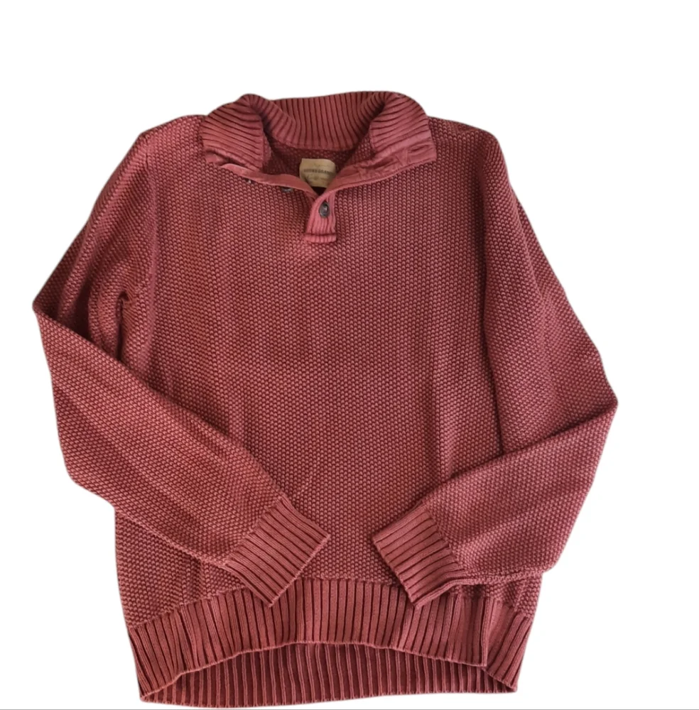 Lucky Brand Rust Cotton Chunky Knit Sweater Grandpa Cozy Classic